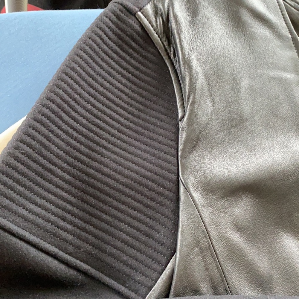 VINCE. Leather and Wool Motto Jacket - Picture 6 of 7